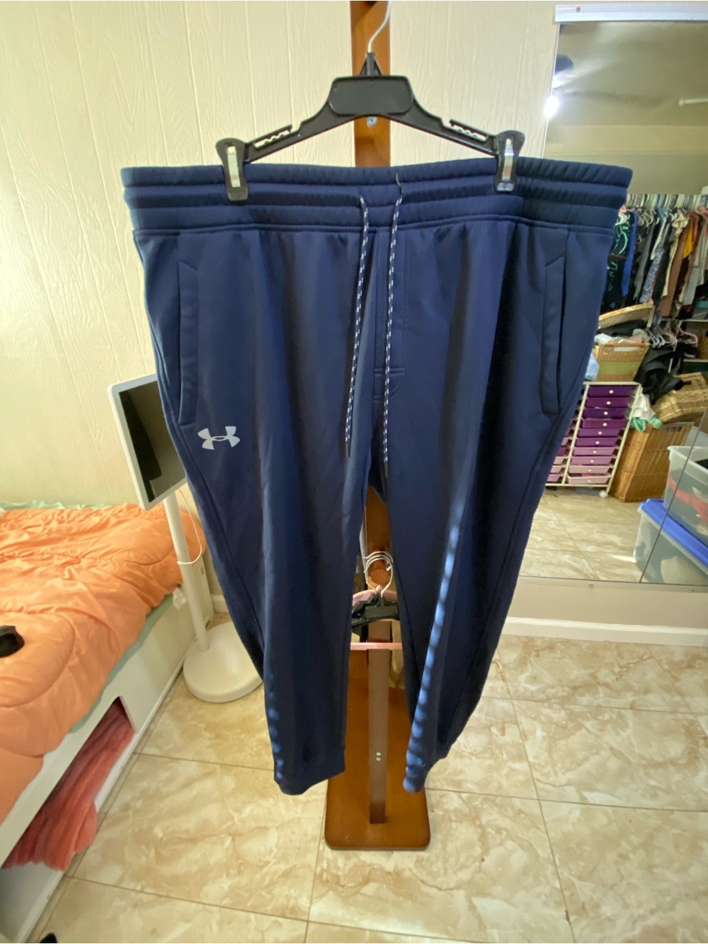 Under Armour Navy Blue Kids Jogger Sweatpants with Drawstring